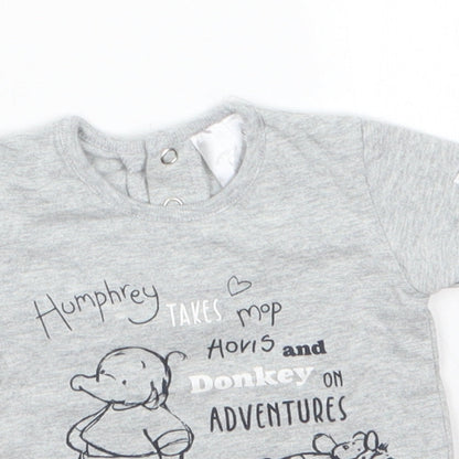 Humprey's Corner Baby Grey  100% Cotton Basic T-Shirt Size 0-3 Months Roll Neck