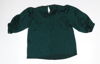 Womens UK Size 14 M&Co Green Basic Blouse