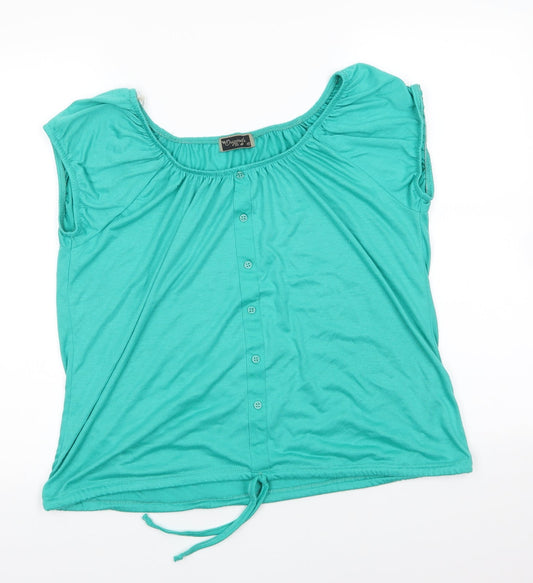 Originals Womens Green  Polyester Basic Blouse Size 16 Round Neck