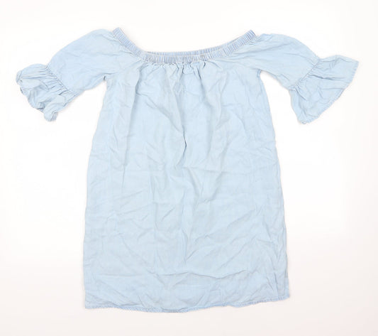 New Look Womens Blue  Lyocell Shirt Dress  Size 6  Off the Shoulder