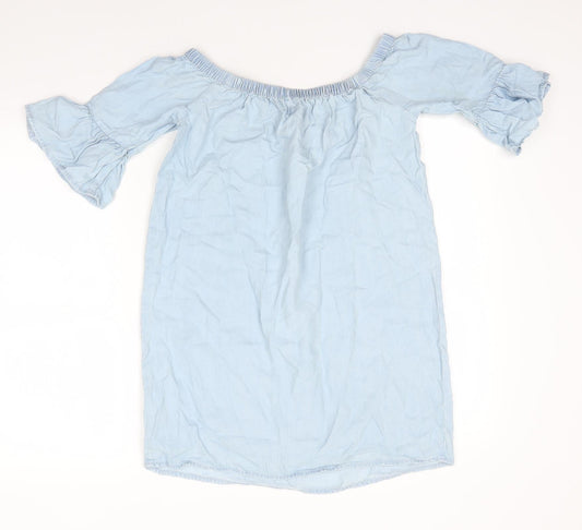 New Look Womens Blue  Lyocell Shirt Dress  Size 6  Off the Shoulder