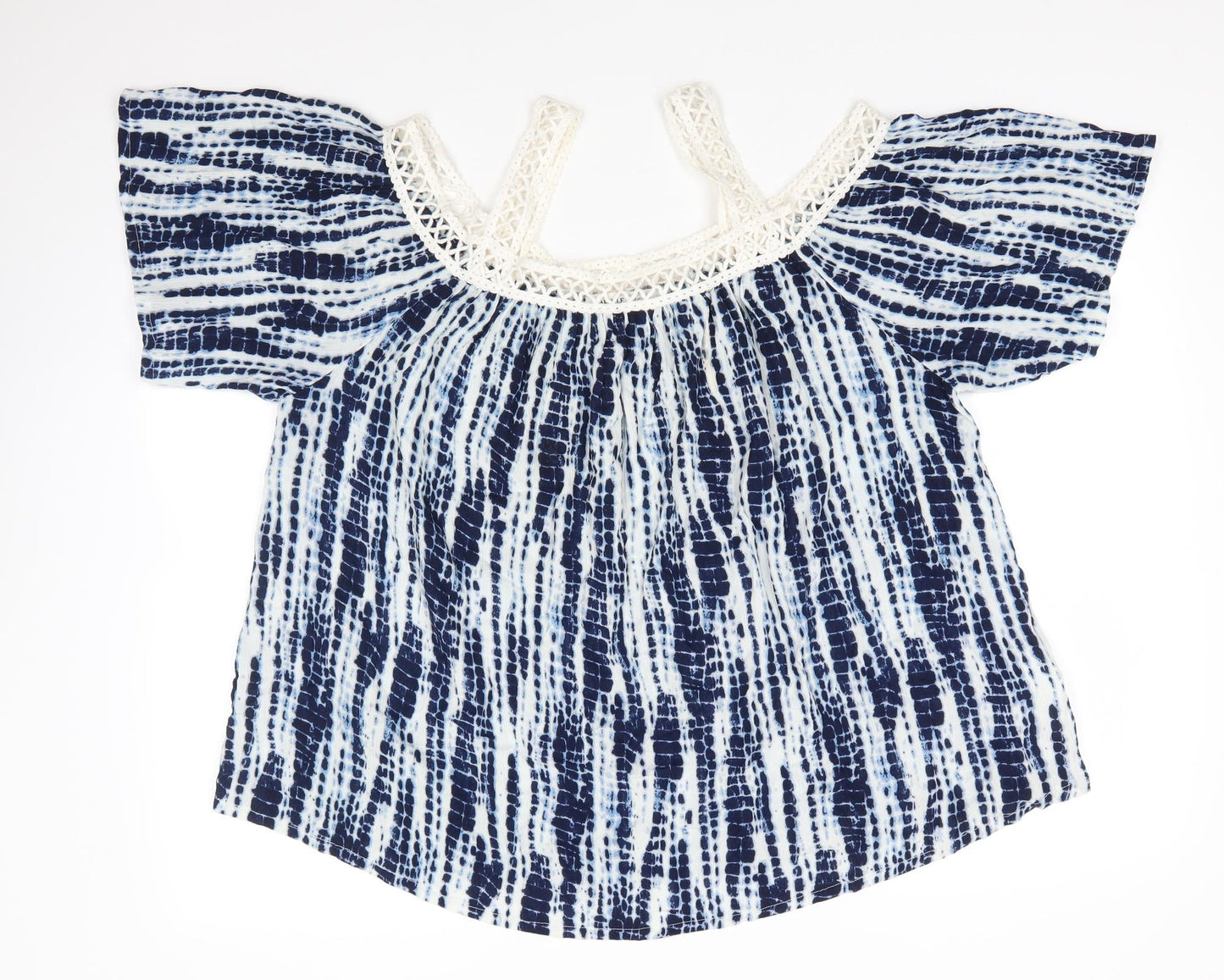 Capsule Womens Blue  Viscose Basic Blouse Size 16 Square Neck