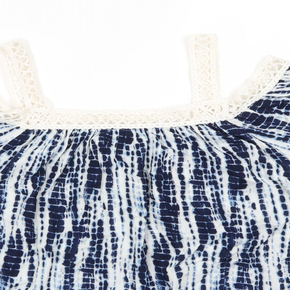 Capsule Womens Blue  Viscose Basic Blouse Size 16 Square Neck