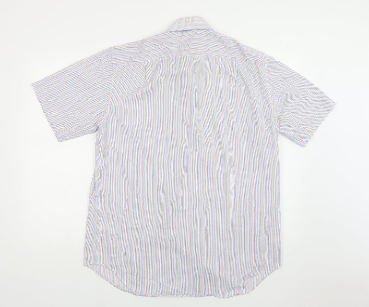 Mens UK Size 16 M&S Multicoloured  Button-Up Short Sleeve Casual Shirt