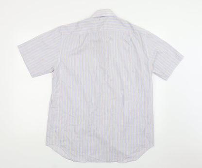 Mens UK Size 16 M&S Multicoloured  Button-Up Short Sleeve Casual Shirt
