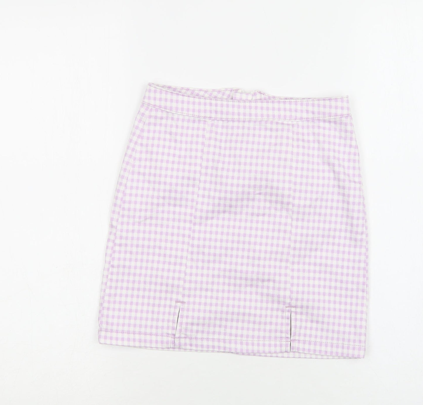 George Girls Purple Gingham Cotton A-Line Skirt Size 10-11 Years  Regular Zip