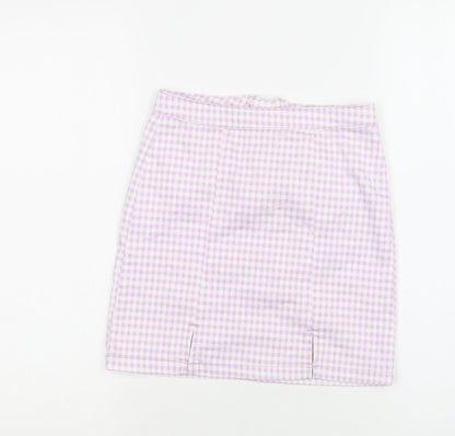 George Girls Purple Gingham Cotton A-Line Skirt Size 10-11 Years  Regular Zip