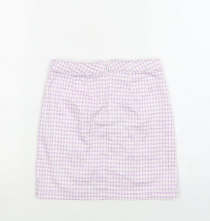 George Girls Purple Gingham Cotton A-Line Skirt Size 10-11 Years  Regular Zip