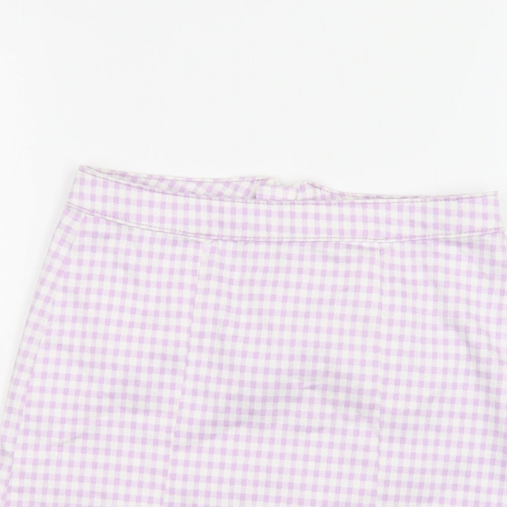 George Girls Purple Gingham Cotton A-Line Skirt Size 10-11 Years  Regular Zip