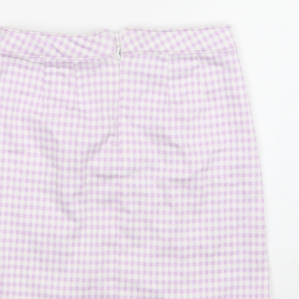 George Girls Purple Gingham Cotton A-Line Skirt Size 10-11 Years  Regular Zip