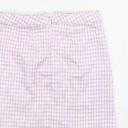 George Girls Purple Gingham Cotton A-Line Skirt Size 10-11 Years  Regular Zip
