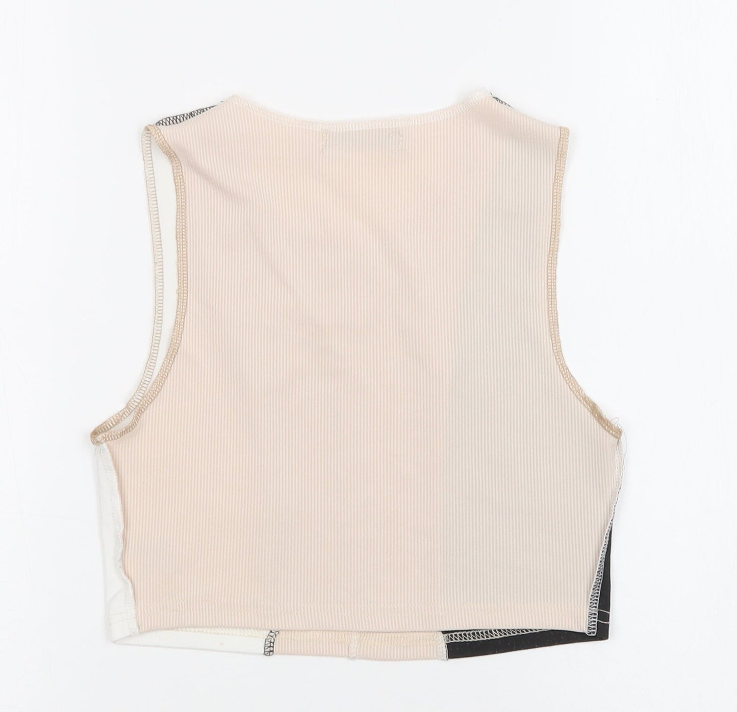 SheIn Womens Beige Fair Isle Polyester Cropped Tank Size XS Crew Neck