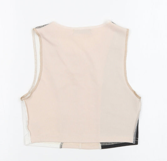 SheIn Womens Beige Fair Isle Polyester Cropped Tank Size XS Crew Neck