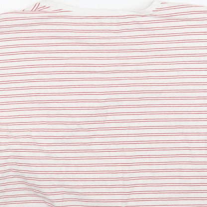 Amara Reva Womens Red Striped Cotton Basic T-Shirt Size 10 Crew Neck