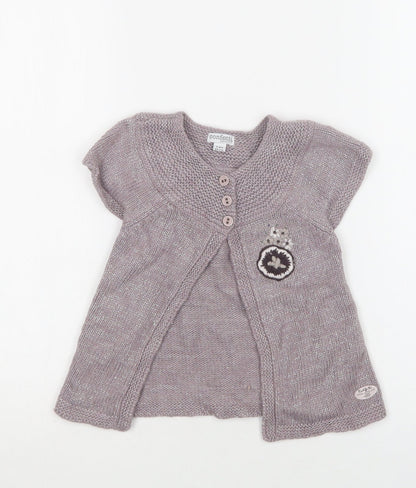 Confetti Girls Purple Round Neck  Viscose Cardigan Jumper Size 3 Years  Button
