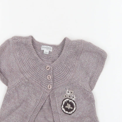 Confetti Girls Purple Round Neck  Viscose Cardigan Jumper Size 3 Years  Button