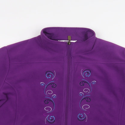 Close-up detail of Alia women’s purple windbreaker jacket, size M, zip