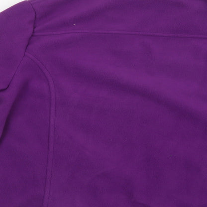 Brand and care label for Alia women’s purple windbreaker jacket, size M, zip
