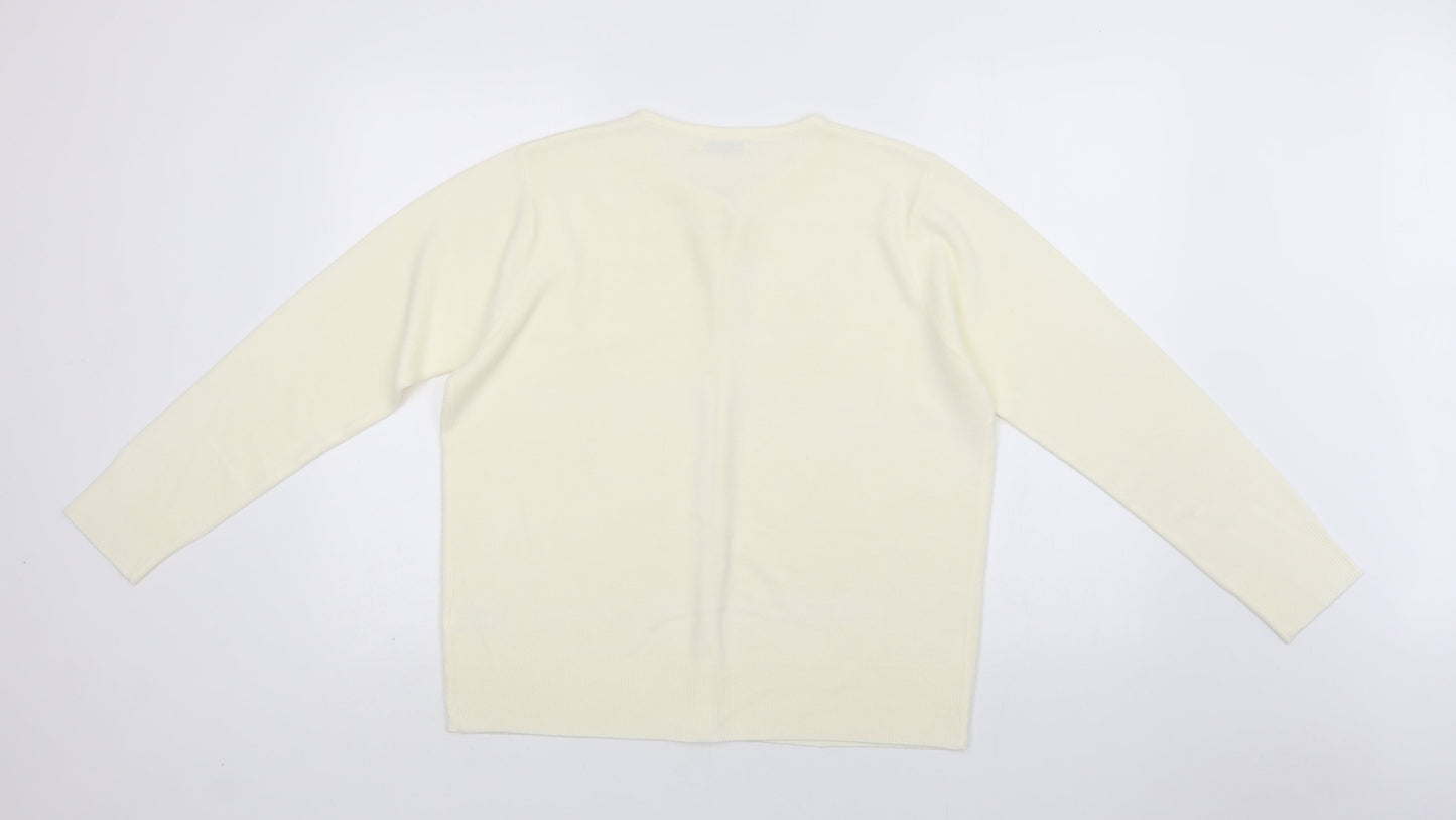 Berker Womens Ivory Crew Neck  Acrylic Cape Jumper Size 18