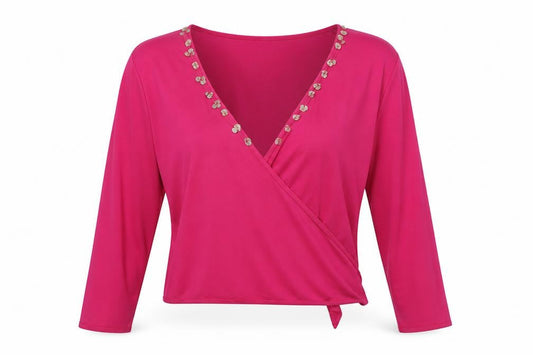 Womens UK Size 16 Nightingales Pink Cropped Blouse