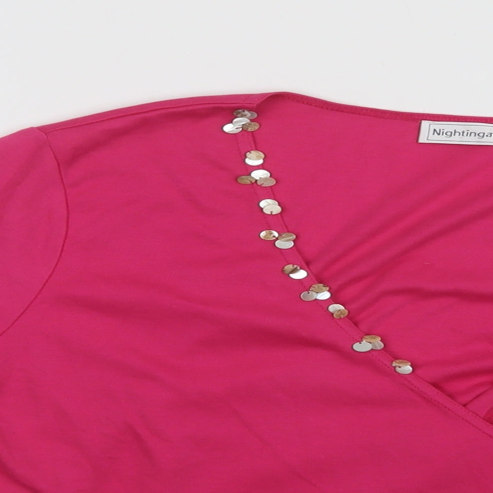 Womens UK Size 16 Nightingales Pink Cropped Blouse