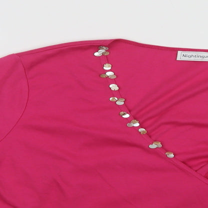 Womens UK Size 16 Nightingales Pink Cropped Blouse