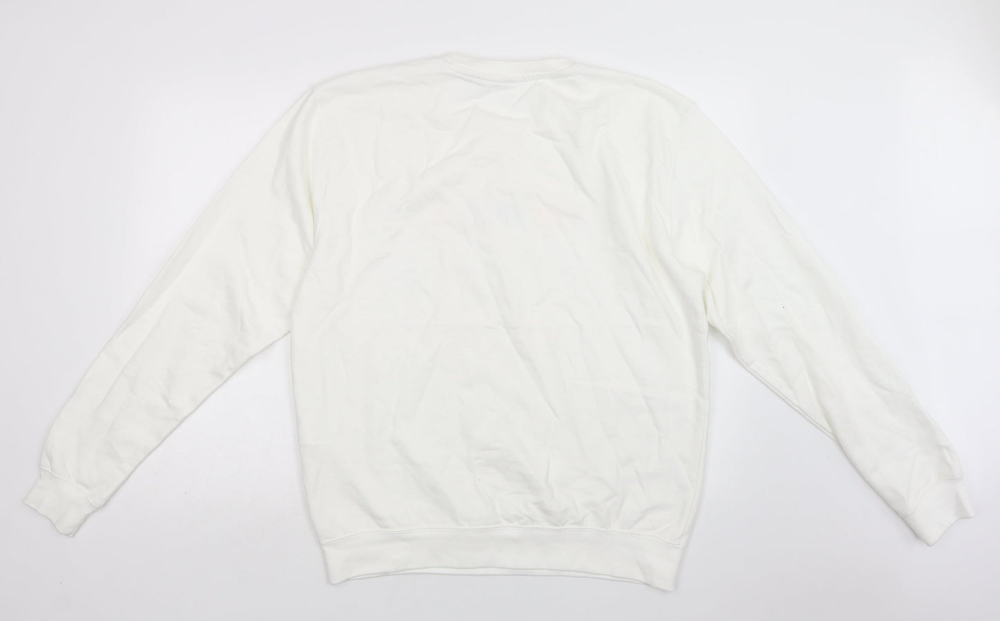 Preworn Womens White  Cotton Pullover Sweatshirt Size L