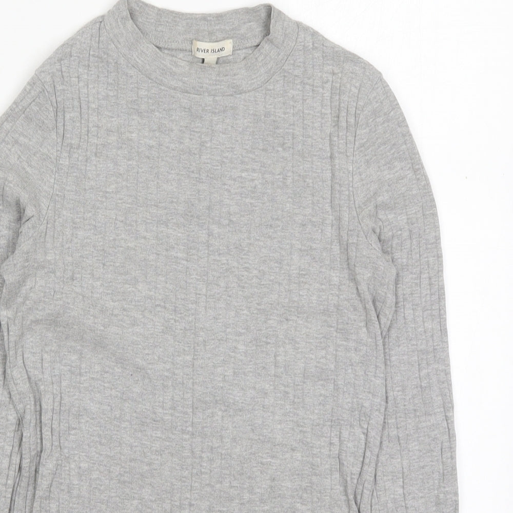 Womens UK Size 6 River Island Grey Basic T-Shirt