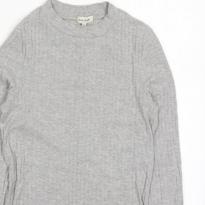 Womens UK Size 6 River Island Grey Basic T-Shirt