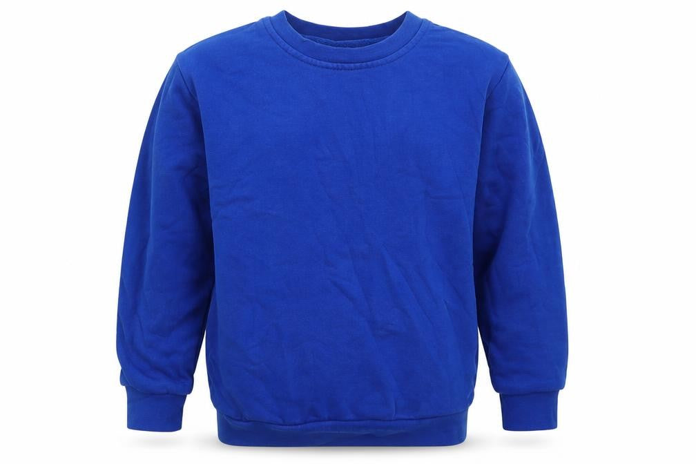 Front view of George boys’ blue cotton pullover sweatshirt, size 7-8, years pullover