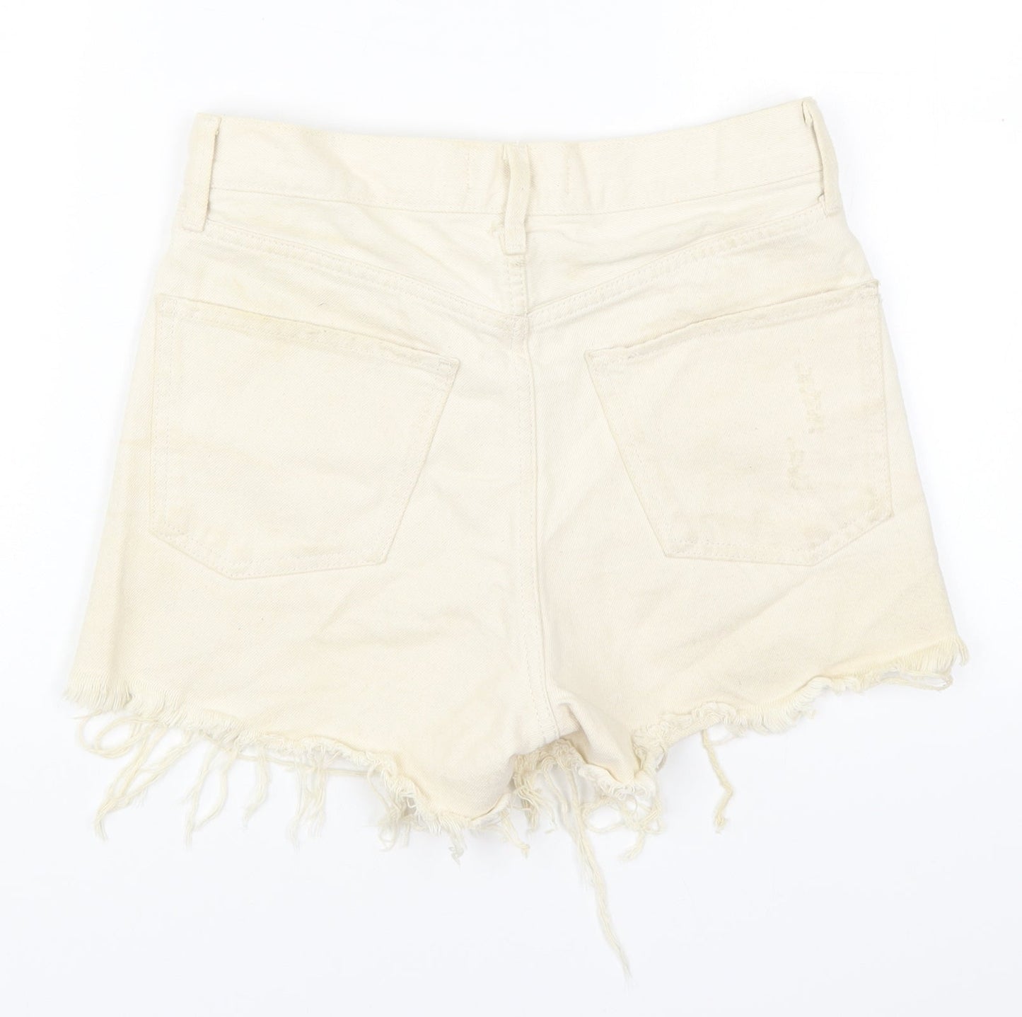 MNG Womens Beige  Cotton Cut-Off Shorts Size 6  Regular Button