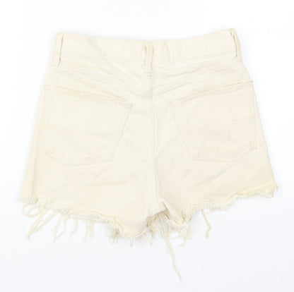 MNG Womens Beige  Cotton Cut-Off Shorts Size 6  Regular Button