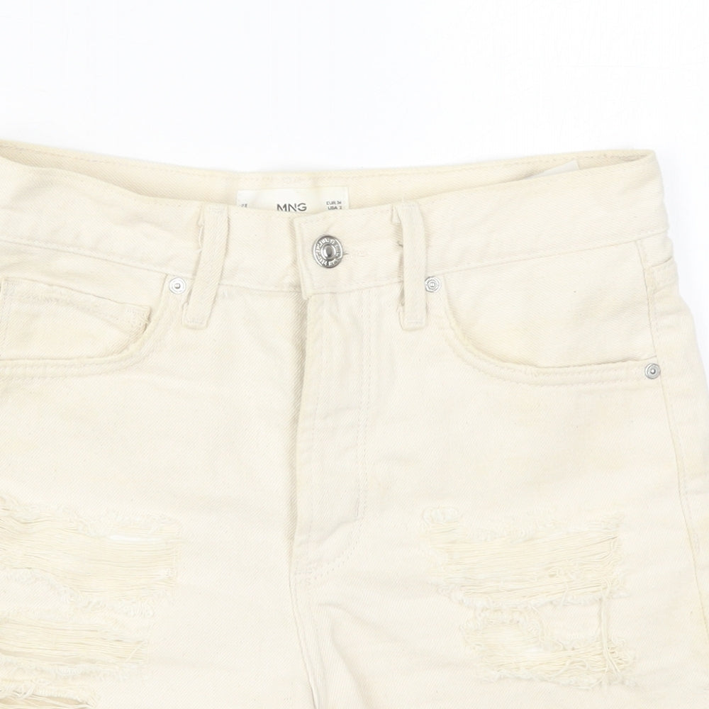 MNG Womens Beige  Cotton Cut-Off Shorts Size 6  Regular Button