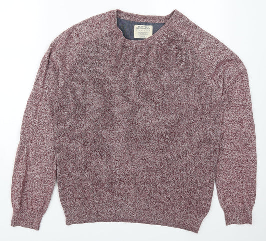 Burton Mens Red Round Neck  Cotton Pullover Jumper Size M