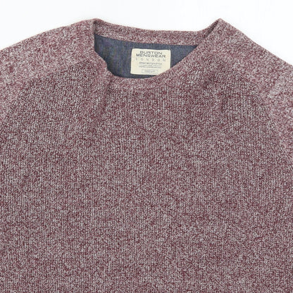 Burton Mens Red Round Neck  Cotton Pullover Jumper Size M