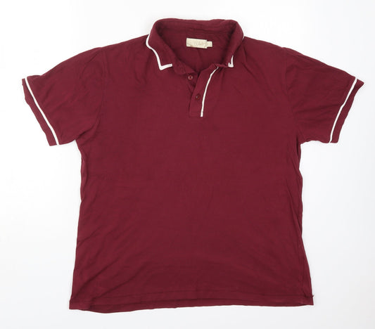 W&B Mens Red  Cotton  Polo Size L Collared Pullover