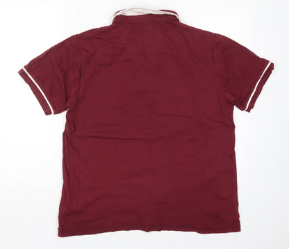 W&B Mens Red  Cotton  Polo Size L Collared Pullover