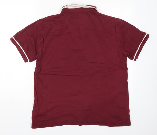 W&B Mens Red  Cotton  Polo Size L Collared Pullover