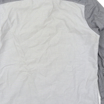 George Mens Grey  Cotton  Button-Up Size M Collared Button