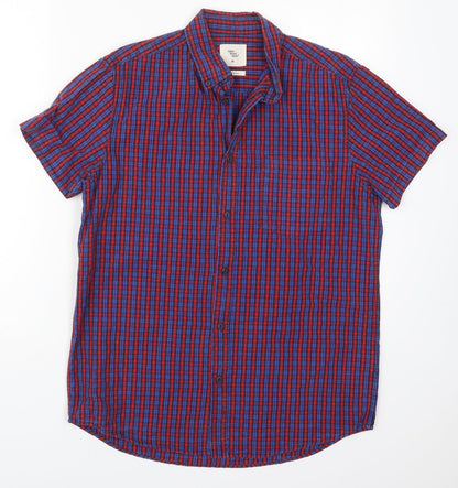 Mens UK Size M Cedar Wood State Blue  Button-Up Short Sleeve Casual Shirt