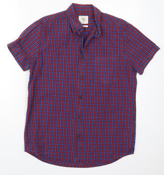 Mens UK Size M Cedar Wood State Blue  Button-Up Short Sleeve Casual Shirt