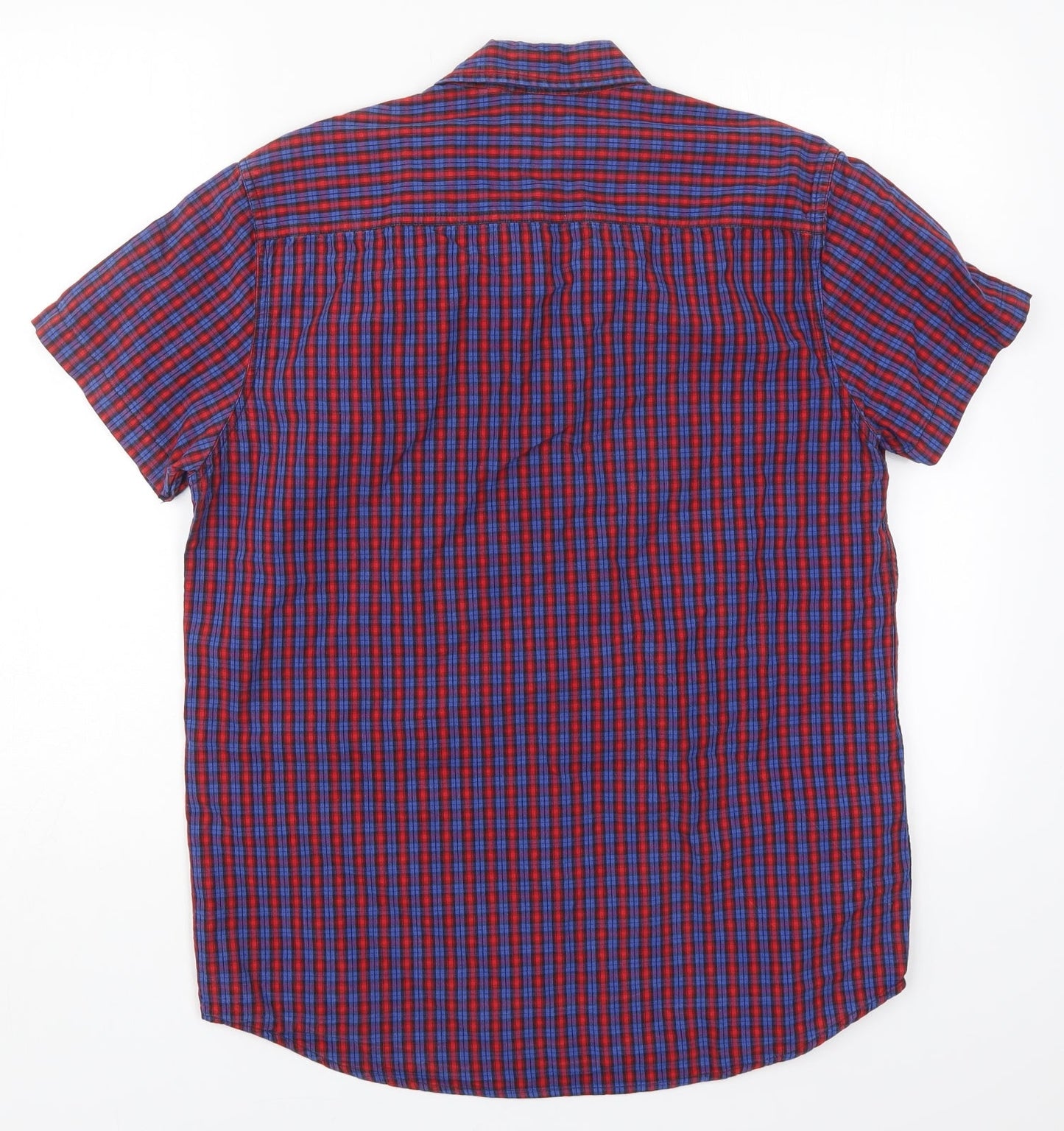 Mens UK Size M Cedar Wood State Blue  Button-Up Short Sleeve Casual Shirt