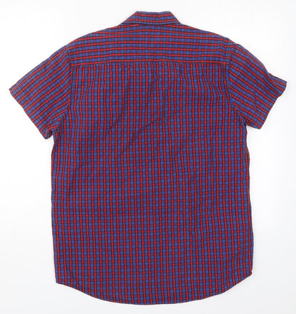 Mens UK Size M Cedar Wood State Blue  Button-Up Short Sleeve Casual Shirt