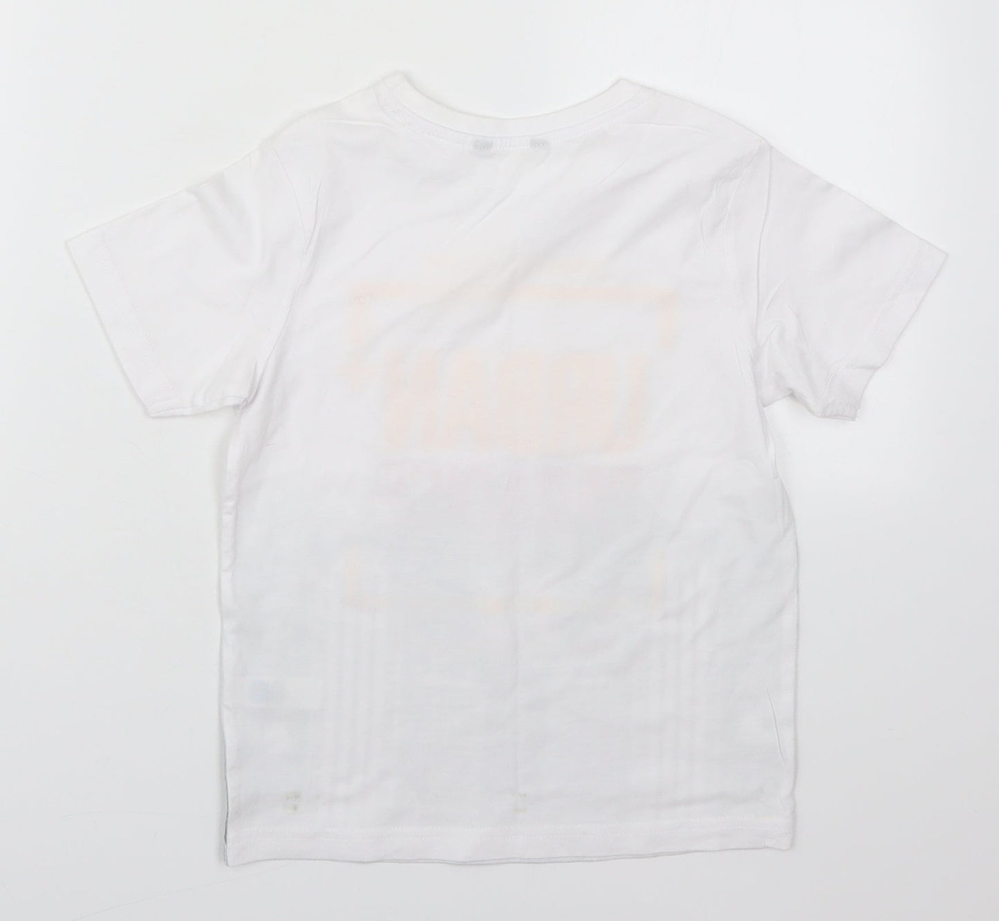 George Boys White  Polyester Basic T-Shirt Size 7-8 Years Crew Neck Pullover - Urban Paradise