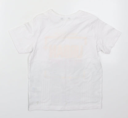 George Boys White  Polyester Basic T-Shirt Size 7-8 Years Crew Neck Pullover - Urban Paradise