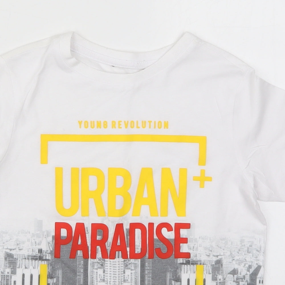 George Boys White  Polyester Basic T-Shirt Size 7-8 Years Crew Neck Pullover - Urban Paradise