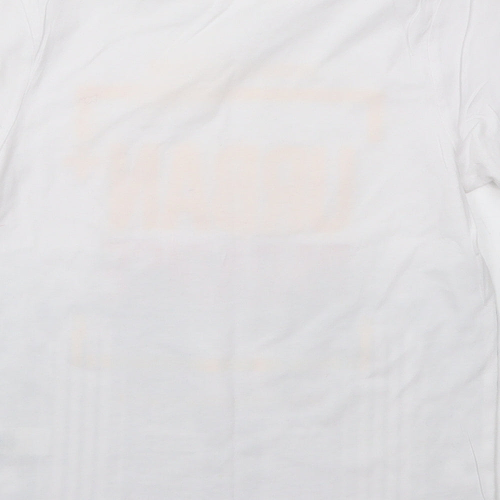 George Boys White  Polyester Basic T-Shirt Size 7-8 Years Crew Neck Pullover - Urban Paradise