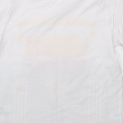 George Boys White  Polyester Basic T-Shirt Size 7-8 Years Crew Neck Pullover - Urban Paradise
