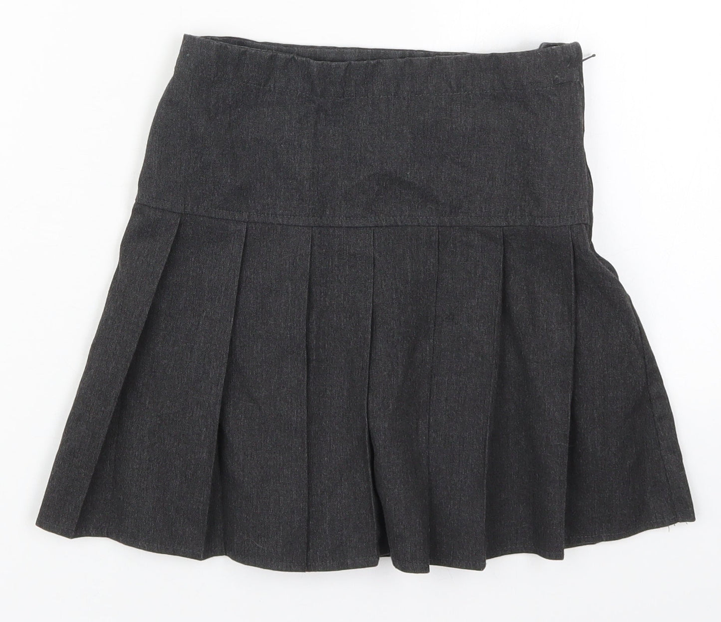 NEXT Girls Grey  Polyester Pleated Skirt Size 7 Years  Regular Zip