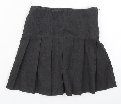 NEXT Girls Grey  Polyester Pleated Skirt Size 7 Years  Regular Zip